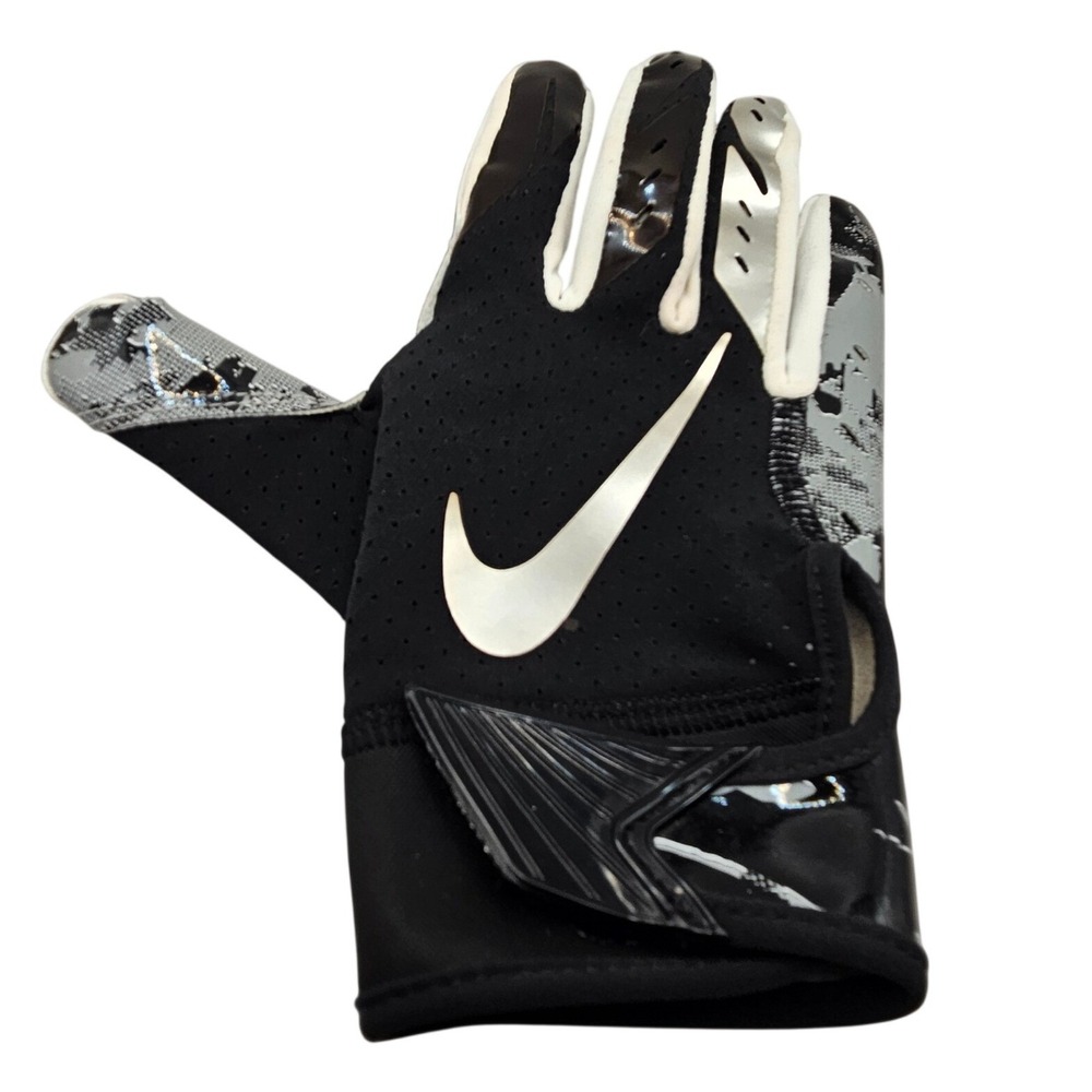 Nike Vapor Jet Football Glove Youth Medium Black Silver Graphic Grip YM RH Only
